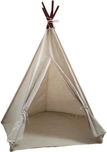 Miyaya - Tienda de campaña grande de lona tipo tipi con funda de transporte, diseño de 5 postes (blanco)