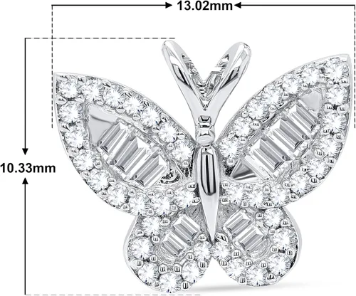 Miniatura 2 de Blooming Garden - Collar con colgante de diamante de mariposa abierta, 14 cttw Baguette y collar de mariposa de diamante redondo, chapado en oro
