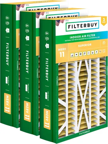 Miniatura 16 de Filterbuy Filtro de aire MERV 11 de 10 x 17 x 2 pulgadas para defensa de mascotas y alergias (paquete de 3), filtros exteriores plisados