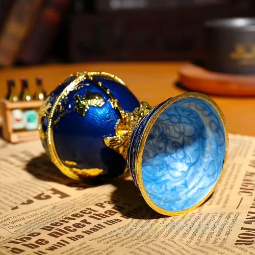 Miniatura 5 de Faberge - Caja de joyería de huevo con diamantes de imitación esmaltados, caja de joyería Faberge con bisagras, caja de anillos para decoración