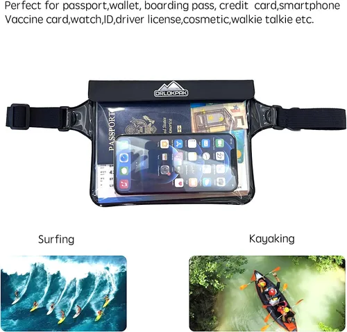 Miniatura 7 de DRLOKPAK Riñonera impermeable con soporte secreto, mantiene tu teléfono, cartera Kindle, reloj y objetos de valor secos, perfecta para surf, canoa