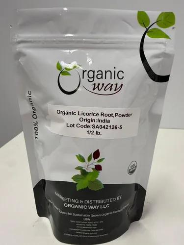 Organic Way Polvo de raíz de regaliz (Glycyrrhiza glabra) - Té de hierbas | Certificado Kosher y USDA | Vegano, sin OMG y sin gluten | Probado para