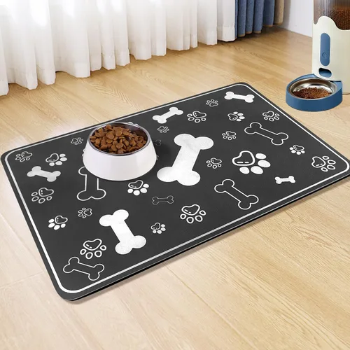Miniatura 18 de Alfombrilla para Comida de Perros y Gatos, Alfombrilla para Alimentación de Mascotas de Absorción Rápida, Alfombrilla para Perros en Forma de Hueso