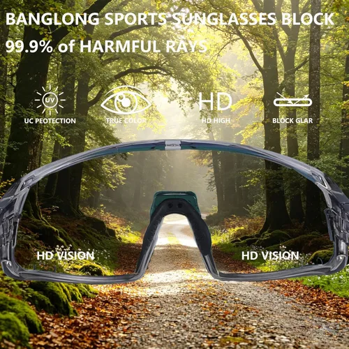 Miniatura 5 de BangLong Gafas de sol deportivas para ciclismo, protección UV400, para pesca, conducción, correr, béisbol, para hombres y mujeres Transparente y rosa