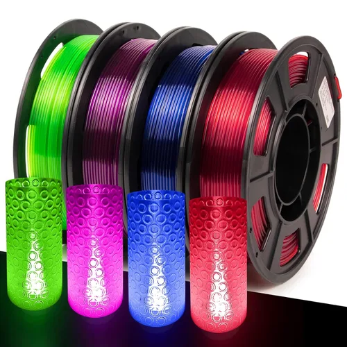 Miniatura 30 de IEMAI Paquete de filamento PETG de 0.069 in, filamento de impresora 3D multicolor translúcido degradado de hasta 23.622 in/s de impresión rápida, 4