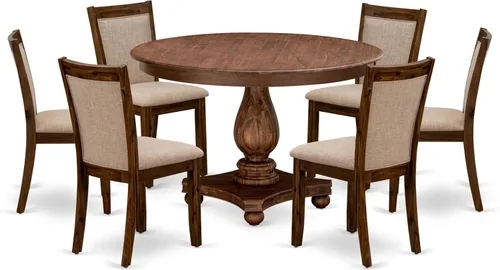 Miniatura 17 de East West Furniture F2MZ5-N04 - Juego de muebles de comedor de 5 piezas, incluye una mesa de comedor redonda con pedestal y 4 sillas tapizadas