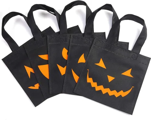 Miniatura 3 de Elcoho Paquete de 30 bolsas no tejidas de Halloween para pedir dulces o trucos, bolsas de calabaza, bolsas de regalo con asas, recuerdos de fiesta