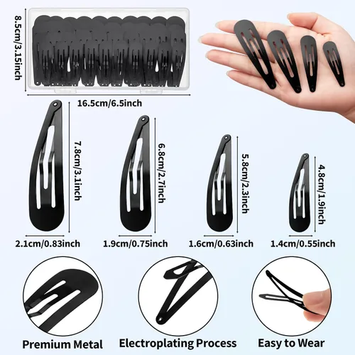 Miniatura 2 de 40 pinzas para el cabello para mujer, pasadores de metal grandes con caja de almacenamiento, accesorios antideslizantes para mujeres, niñas, niños
