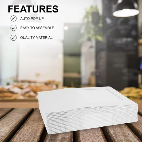 Miniatura 4 de MT Products - Caja de panadería para tartas / pasteles con ventana emergente, de armado automático, de cartón Kraft blanco