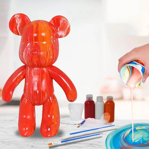 Miniatura 14 de HANDA - Juego de pintura de oso de peluche fluido para bricolaje, decoración creativa para el hogar, figura de muñeca hecha a mano, juguetes