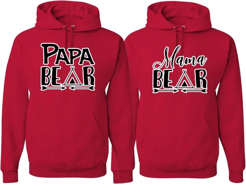 Miniatura 5 de Papa Mama Bear - Conjunto de suéter con capucha para parejas a juego para él y para ella