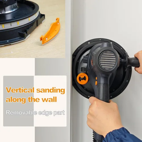 Miniatura 3 de Lijadora de yeso manual MAXXT de 810W, lijadora eléctrica para paredes, lijado grueso y fino, velocidad variable de 1500-2800RPM, almohadilla