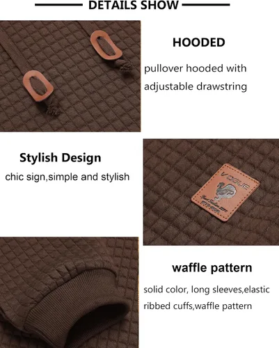 Miniatura 5 de COOFANDY - Sudadera con capucha para hombre, casual, de manga larga, con cordón ajustable y punto gofre