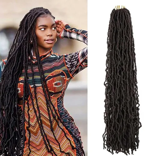 Miniatura 25 de Mytarku 8 paquetes de rastas suaves de 24 pulgadas con extremos rizados, rastas de pelo sintético de ganchillo bohemias para mujeres rastas de 1b