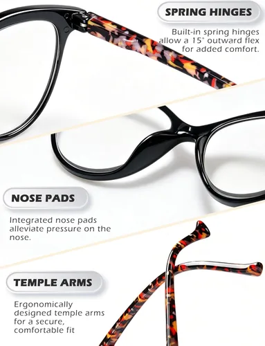 Miniatura 7 de HEEYYOK 1.75 lentes de lectura para mujer con cara pequeña, diseño de ojo de gato, paquete de 4 lentes de lectura con bisagra de resorte Paquete