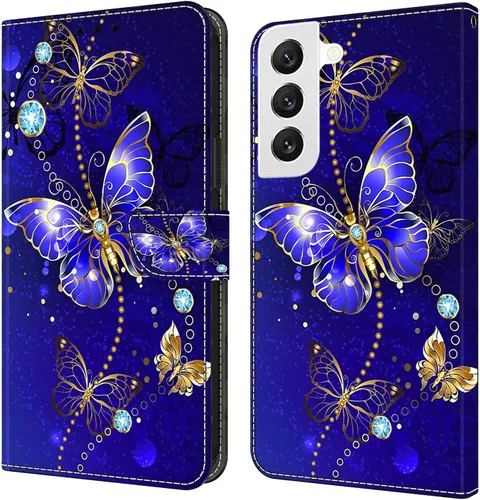 Miniatura 48 de Funda para Samsung Galaxy S22, cartera Flip Folio lindo 3D pintado de dibujos animados PU Funda de cuero PU para niñas mujeres ranuras para tarjetas