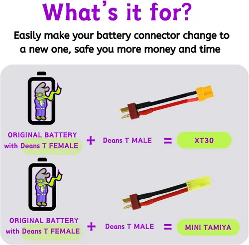 Miniatura 7 de 2S 7.4V 3400mAh con enchufe en T estilo Dean, capacidad recargable, baterías RC aptas para la mayoría de coches y camiones RC escala 1/10, 1/12
