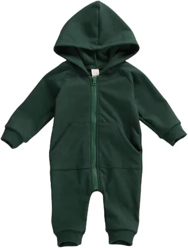 FYBITBO Mameluco con capucha y cremallera para bebés, niños y niñas, mameluco de manga larga para otoño e invierno, ropa cálida