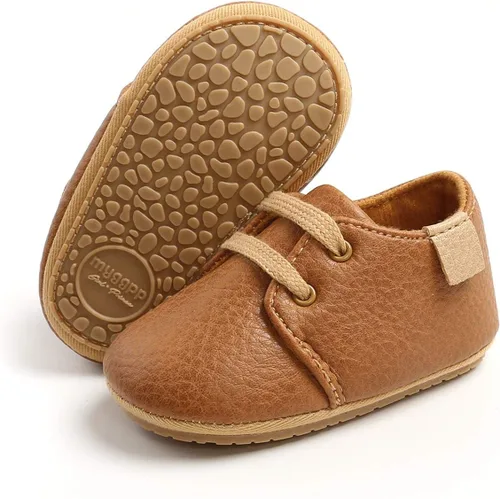COSANKIM Zapatos para bebés niños y niñas, zapatos de piel sintética con cordones para bebés, suela de goma antideslizante, mocasines para recién