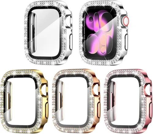 Miniatura 16 de Goton Paquete de 4 Fundas con Diamantes de Imitación para Apple Watch, Protector de 38mm para Series 3/2/1, Funda con Diamantes de Imitación