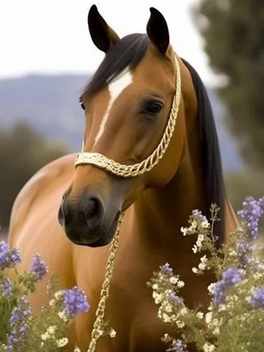 SKRYUIE Pintura de diamantes 5D con diseño de flores moradas y caballos, kit de taladro completo por números, pintura pegada con diamantes de