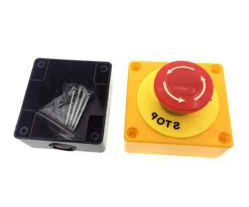 Miniatura 4 de Estación de botón, 660 V 10 A, 2 posiciones, 1NO 1NC, interruptor de botón de parada de emergencia momentánea, 1.575 in, tapa de hongo rojo, 2