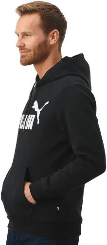 Miniatura 3 de PUMA Sudadera con capucha de forro polar con logotipo grande para hombre, Negro