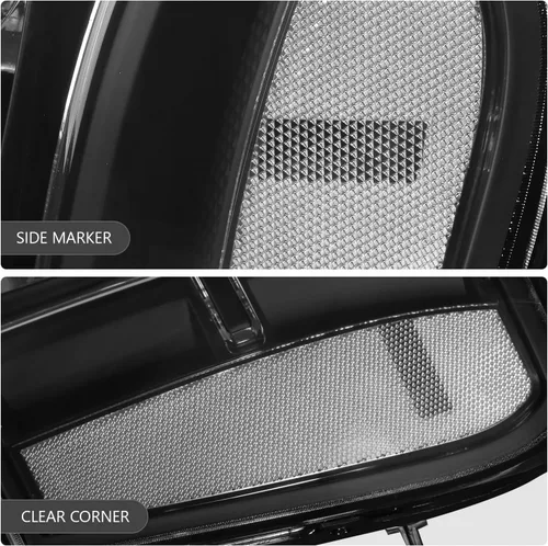 Miniatura 5 de DNA MOTORING Juego de ensamble de faros compatible con GMC Sierra 1500 de 2007-2013/Sierra 2500 HD y 3500 HD de 2014, Negro/Transparente, Negro Claro