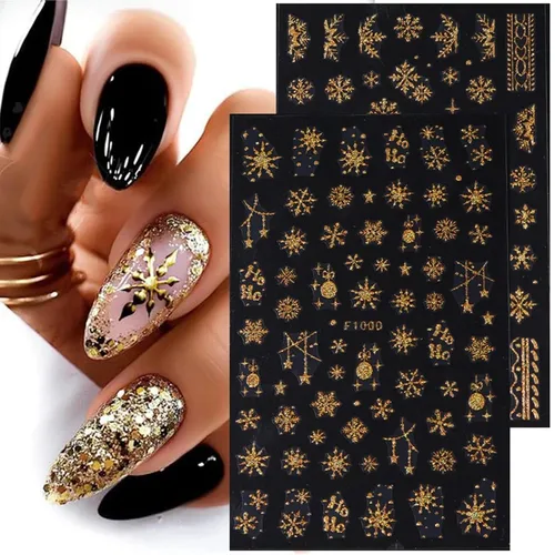 Miniatura 3 de Calcomanías de uñas de Navidad para arte de uñas, 8 hojas, calcomanías de copo de nieve para arte de uñas, calcomanías autoadhesivas 3D, exquisitos