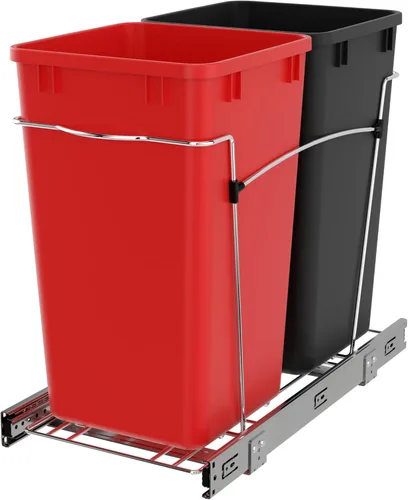 Miniatura 14 de Rev-A-Shelf Cesta de basura extraíble para gabinetes de cocina de 27 cuartos con deslizador de extensión completa para reciclaje, Verde/Negro, Verde