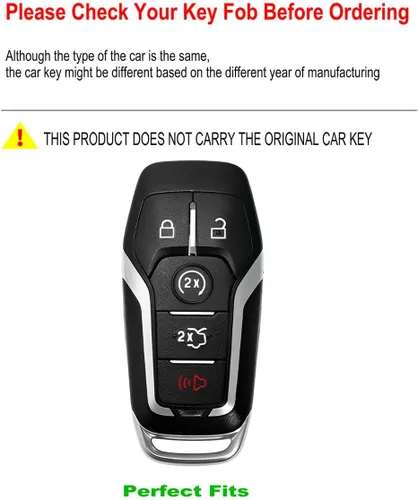 Miniatura 2 de Funda para llavero Ford en estuche metálico para Mustang Explorer Fusion F150 Edge Lincoln MKZ MKC (FDE-Fibra de Carbono)