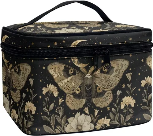 Miniatura 28 de Flashideas Bolsa de maquillaje para cosméticos Almacenamiento vertical Bolsa de maquillaje de viaje de gran capacidad, Caballo Azteca 1