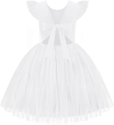 Miniatura 28 de Arshiner Vestido tutú de verano para niñas pequeñas, de tul sin espalda, para fiesta, cumpleaños, vestidos de algodón, 2-6 años