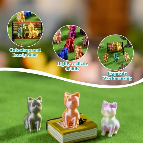 Miniatura 7 de 100 piezas de mini animales impresos en 3D figuras de plástico de animales pequeños en miniatura, figuras de gato pequeño a granel para micro hadas