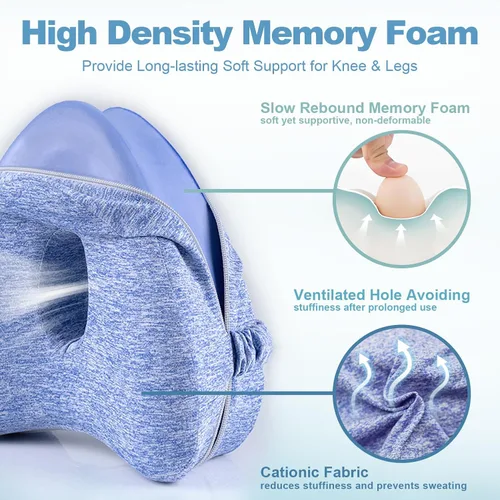 Miniatura 3 de Almohada de rodilla para las personas que duermen de lado, almohada de pierna para dormir, almohada de rodilla con correa, almohada de alineación