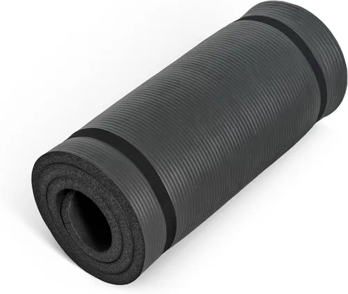 CAP Barbell Esterilla de yoga de alta densidad de 1 pulgada con correa | Varios colores Negro