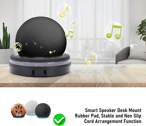 Miniatura 3 de EVGATSAUTO Soporte para altavoz, base de goma antideslizante con canales de cable integrados para altavoz inteligente Dot de 4ª y 5ª