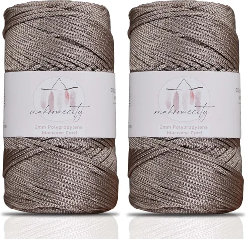 Miniatura 33 de Makromecity, 2 carretes de cordón de macramé de poliéster de 2 mm x 250 yardas (750 pies) de 2 mm de cordón de polipropileno para macramé, ideal