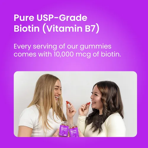 Miniatura 4 de NutraChamps Gomitas de biotina de 5000 mcg con colágeno, queratina y más – Vitaminas para la piel y las uñas para mujeres y hombres – Apoya el ciclo