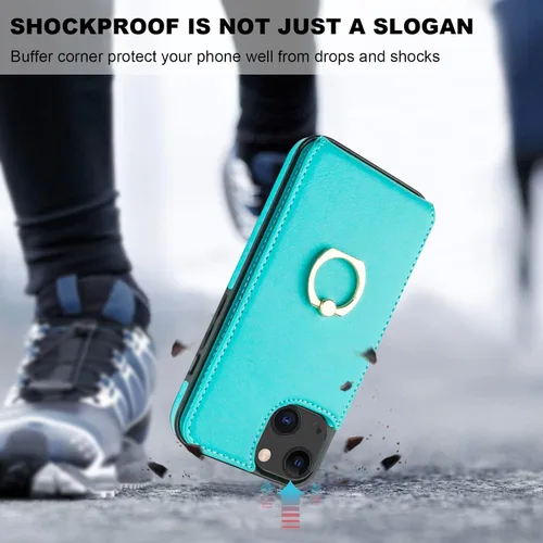 Miniatura 7 de Folosu Compatible con iPhone 13 Funda Cartera con Portarjetas, Soporte de Anillo para Dedo con Rotación de 360° Función de Atril Protectora Bloqueo