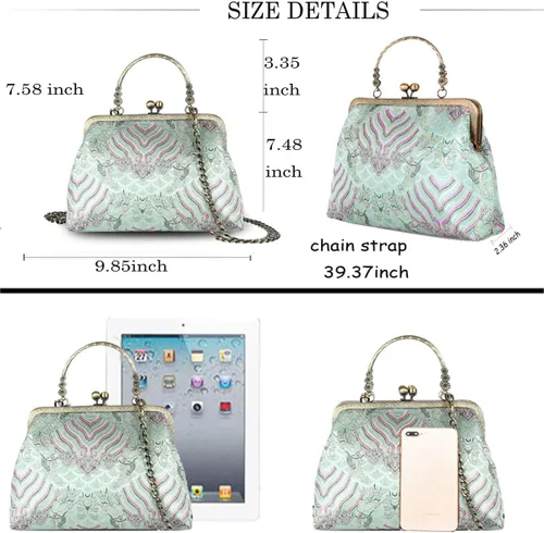 Miniatura 113 de Bolso floral con asa superior, bolso de noche Kiss Lock para mujer, bolso vintage