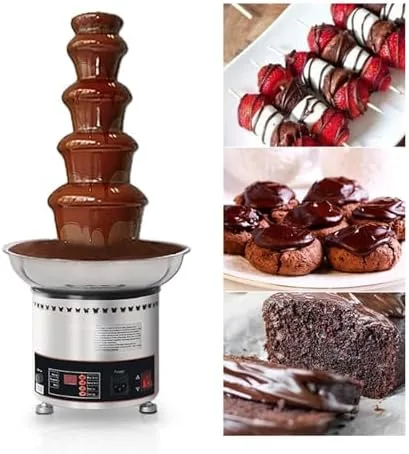 Miniatura 7 de Máquina de fuente de chocolate de 4 niveles con control de temperatura y cubierta acrílica transparente, ideal para fiestas, bodas, bufés, eventos