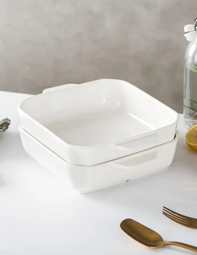 Miniatura 6 de Onniyor Platos pequeños de cerámica para hornear, sartenes cuadradas con asas, sartenes para brownie para cocinar, cazuelas, moldes para pasteles