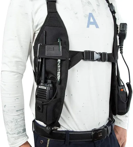 Arnés de hombro para radio, soporte para el pecho, chaleco universal para policía, bombero, radio bidireccional, búsqueda de rescate, esenciales