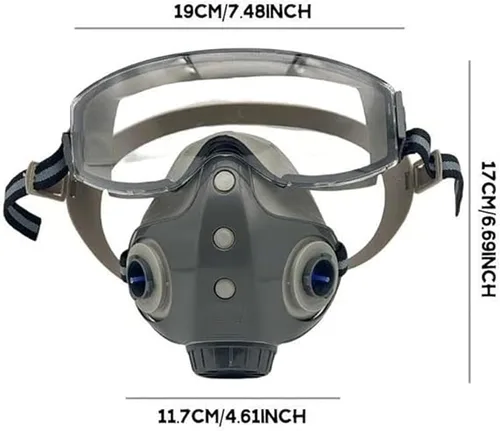 Miniatura 6 de Máscara respiradora integrada a prueba de polvo, máscara respiradora reutilizable de cara completa con filtros, estabilidad de comodidad ajustable 1