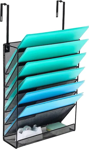Miniatura 8 de Delifox Organizador de archivos de pared de 7 niveles, soporte para archivos de pared, organizador de carpetas de papel de montaje en pared