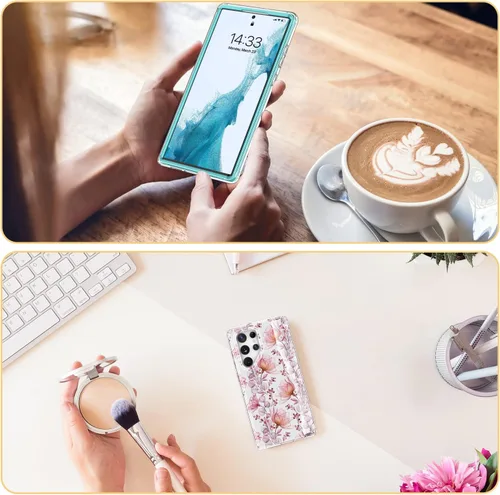 Miniatura 7 de Esdot Funda protectora para Samsung Galaxy S22 Ultra, de grado militar, resiste caídas de 21 pies (probado), con diseños de moda para mujeres