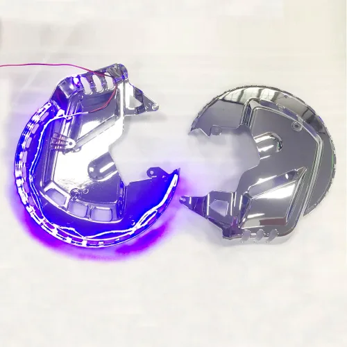 Miniatura 2 de Cubiertas de rotor de freno de motocicleta cromadas con anillo de luz LED para Honda Goldwing GL1800 2001-2014 F6B 2013-2015 (Azul)