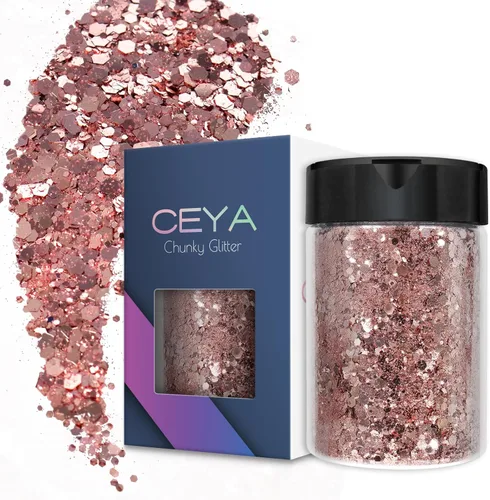 Miniatura 18 de Ceya - Purpurina gruesa, 140 g / 4.9 oz de polvo de purpurina para manualidades, color lila aubergine, con copos finos, lentejuelas iridiscentes 4.9