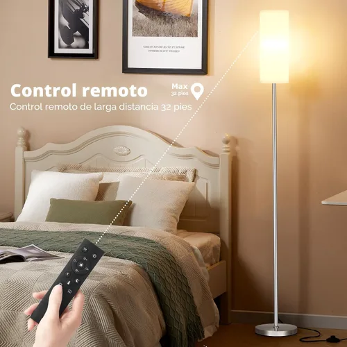 Miniatura 5 de Ambimall - Lámpara de pie para sala, con control remoto y regulación continua de temperatura de color y brillo, 64 pulgadas de alto, incluye Blanco